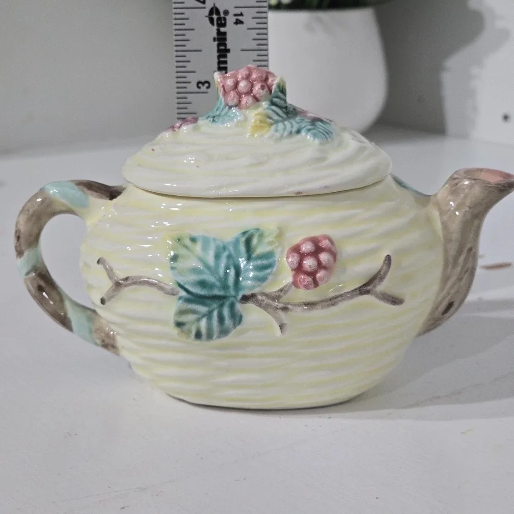 Vintage Blackberry Basketweave Creamer Sugar Bowl‎ Set 1988 Cottagecore Berry